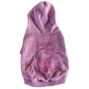 cotton zippered dog hoodie with silk screened graphic