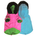 dog parka with fur trimmed hood