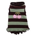 brown with mint stiped dog tee with cherry applique