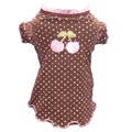 brown with pink polka dot tee & cherry applique
