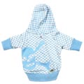 pink checked dog hoodie with skull & cross bones