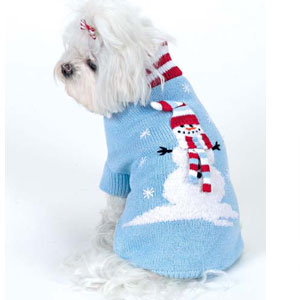 winter dog sweaterwith snowman