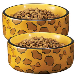 ceramic dog bowl - animal print dog bowl 