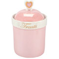 ceramic treat jar with gold accents