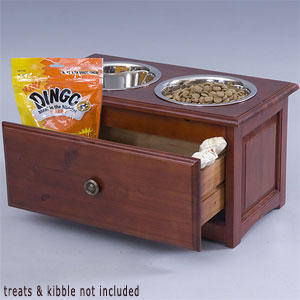 elevated dog diner & food storage drawer