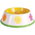 ceramic dog bowl - flowers and butterfly design