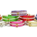 crystal and pearl bead metallic dog collar