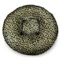 bagel beds for dogs covered in a leopard patttern