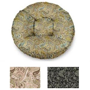 bagel beds for dogs covered in paisley fabric