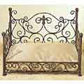 Iron Dog Bed in an antique brown finish with Fleur de Lis design 