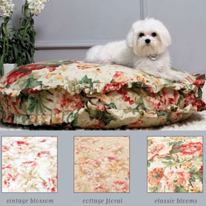 round ruffled shabby chic dog bed