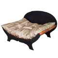 bamboo and wood pet bed with pillow