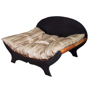 bamboo and wood pet bed with pillow