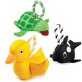 floating duck, turtle & orka whale