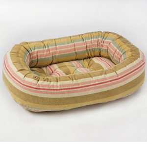 donut bed: teacup, small, medium, large & xl dog bed with microvelvet stripe fabric 