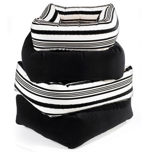 Dutchie square dog bed - Tuxedo Stripe + Ebony 