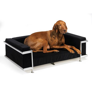 Moderno dog sofa bed shown in Ebony microvelvet fabric