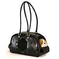 Isabella black leather dog carrier