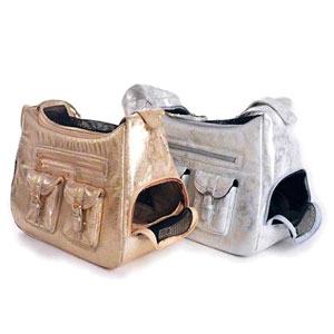 Hollywood dog carrier: metallic gold or silver dog carrier