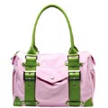 Pink with Green cotton canvas London style dog carrier