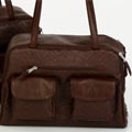 brown woven faux leather dog tote carrier 