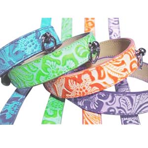 tooled leather dog collar and leash