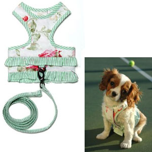dog harness vest with ruffle and matching leash