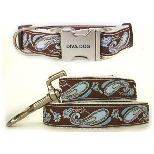 paisley big dog collar