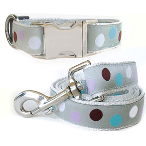 modern polka dot dog collar & leash