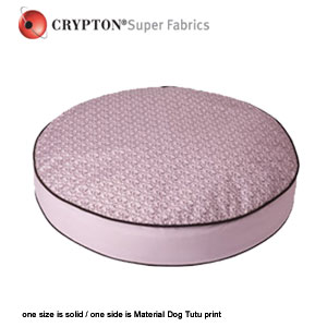 William Wegman round dog bed covered in signature print Crypton fabric
