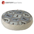 William Wegman dog sofa bed in Crypton fabricWilliam Wegman round dog bed covered in signature print Crypton fabric