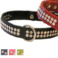 leather dog collars with hand set rhinestone crystals