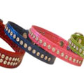 leather dog collars with hand set rhinestone crystals