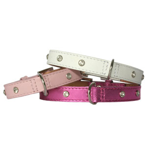 Little Luxe Collar - leather collar with crystal rhinestones