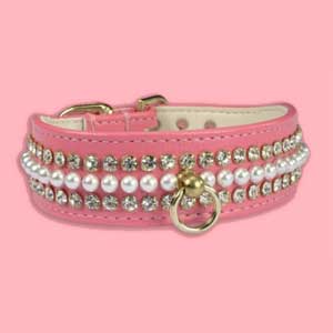 pink pearl dog collar