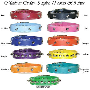 rainbow leather dog collars