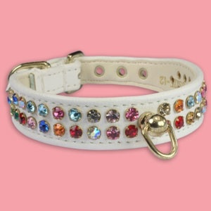 rainbow crystal dog collar