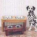 elevated wood dog feeder