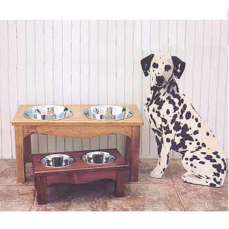 elevated wood dog feeder