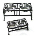 elevated double bowl dog feeder
