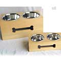 elevated wood dog feeder