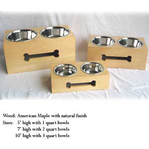 elevated wood dog feeder