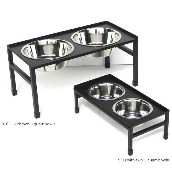 Black Steel Raised Dog Feeder