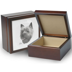 wood jewelry box with dog breed decorated tile