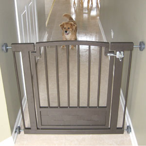 iron hallway gate in mocha finish