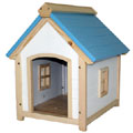 cottage dog house - blue white Cozy Cottage Dog House