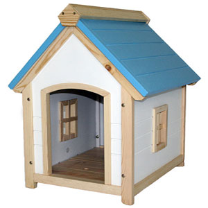 cottage dog house - blue white Cozy Cottage Dog House