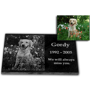 personalized photo etched pet memorial stone