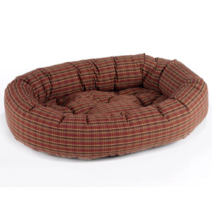 donut bed: cotton plaid teacup, small, medium, large & xl dog bed