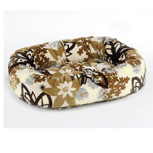 donut bed: teacup, small, medium, large & xl dog bed with microvelvet floral pattern
